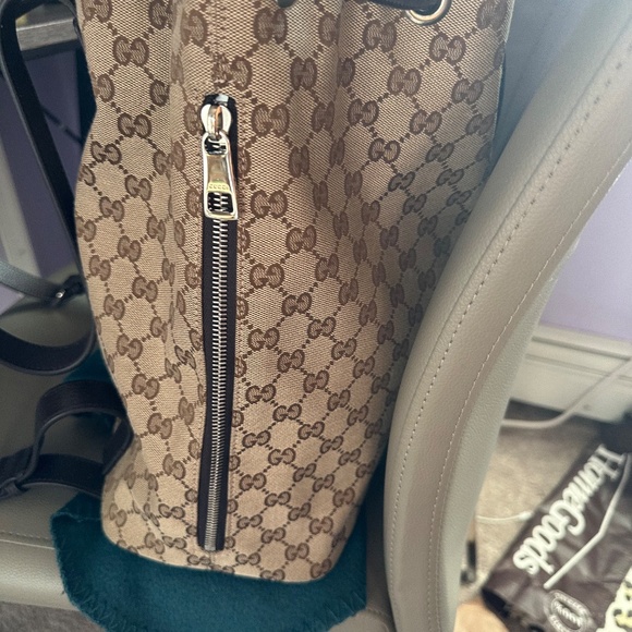 Gucci Brown Canvas Drawstring Backpack - Picture 3 of 4